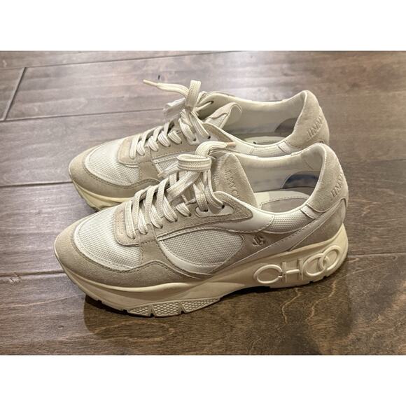 Jimmy Choo Womens Optical White Suede Landon Onss Sneakers Shoes Size 38 - Picture 3 of 15